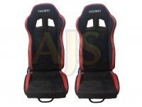 Сиденье спортивное полуковш LM A080 замша пара (черно-красный)