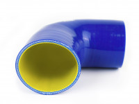 Патрубок силиконовый 90 гр 76 мм усиленный (синий)