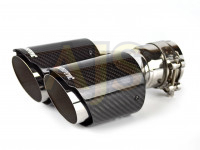Насадка на глушитель Akrapovic style двойная с карбоном 63х187мм (глянец)