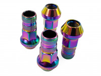 TPI гайки спортивные стальные 45мм М12*1.50 4шт c насечкой радуга