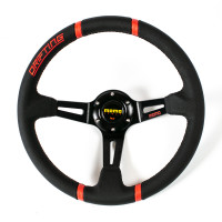 Руль MOMO дрифтинг вынос кожа (красный)