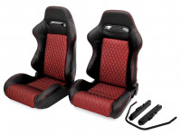 Сиденье спортивное полуковш LM A035G PVC пара (черно-красный)