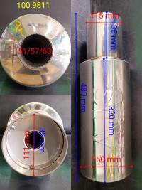 Бочка выхлопная AJS Mugen style (57мм)